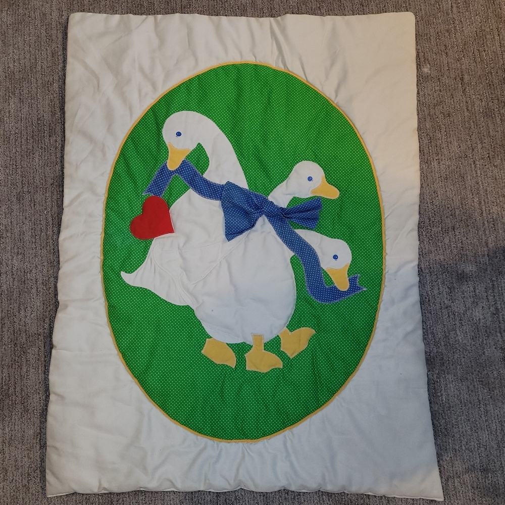 Goose Themed Quilt with Heart and Bow
